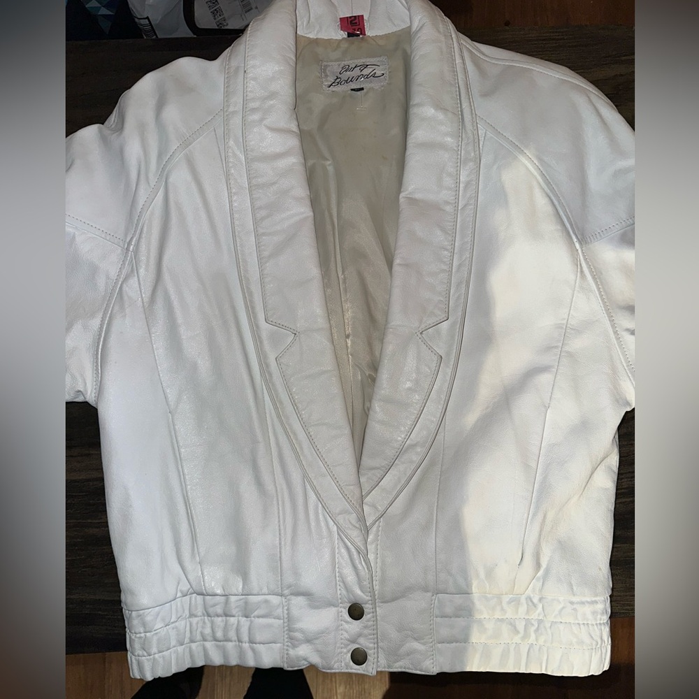Vintage White Leather Jacket